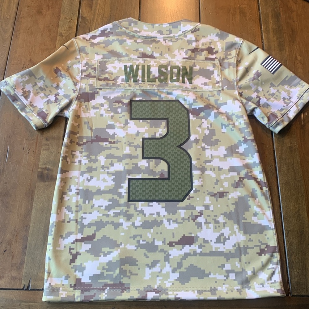 Russell Wilson Salute to Service Seattle Seahawks football jersey M ages 10-12